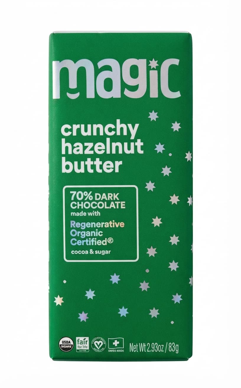 Crunchy Hazelnut Butter 70% by magic, Ghana & Côte d'Ivoire 70%