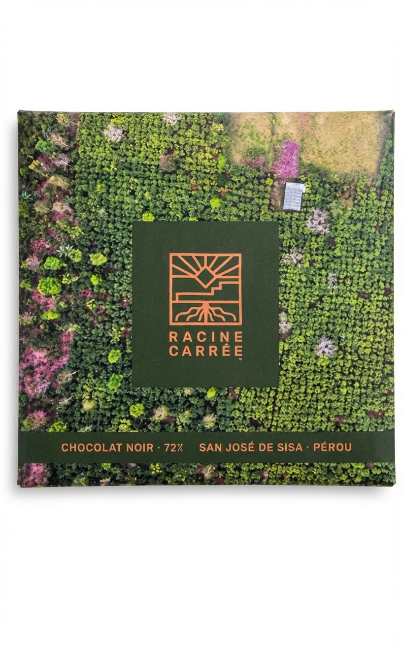 72% 72% dark bar packaging by Racine Carrée