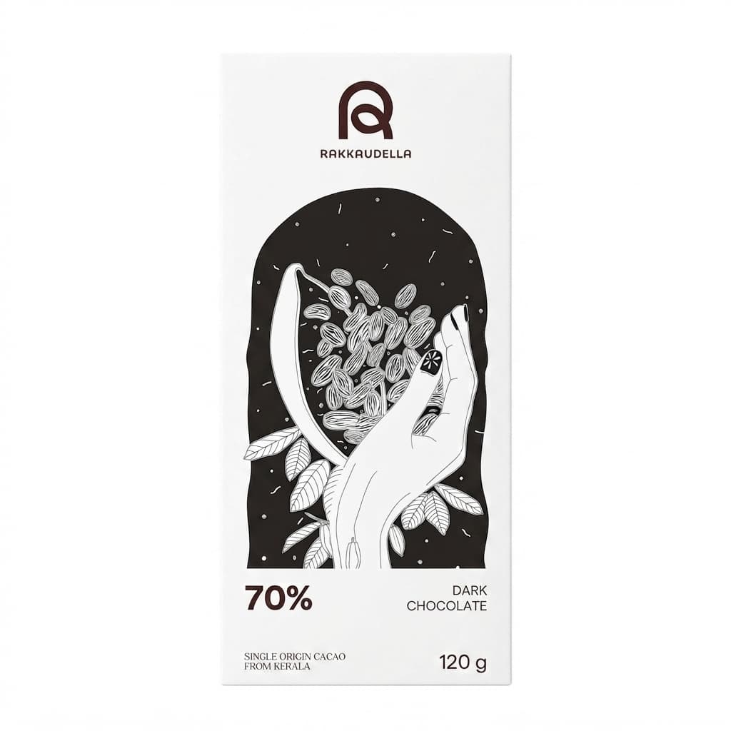 Idukki 70% 70% dark bar packaging by Rakkaudella