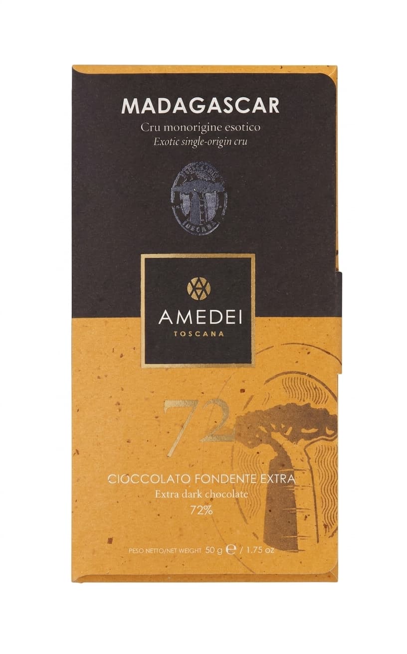 Madagascar 72% 72% dark bar packaging by Amedei