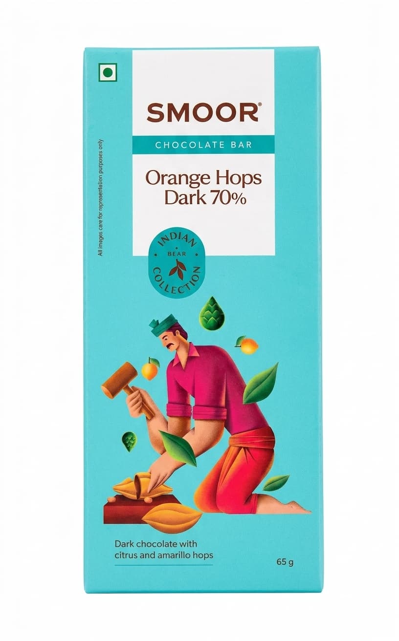 Orange Hops 70% 70% dark bar packaging by Smoor