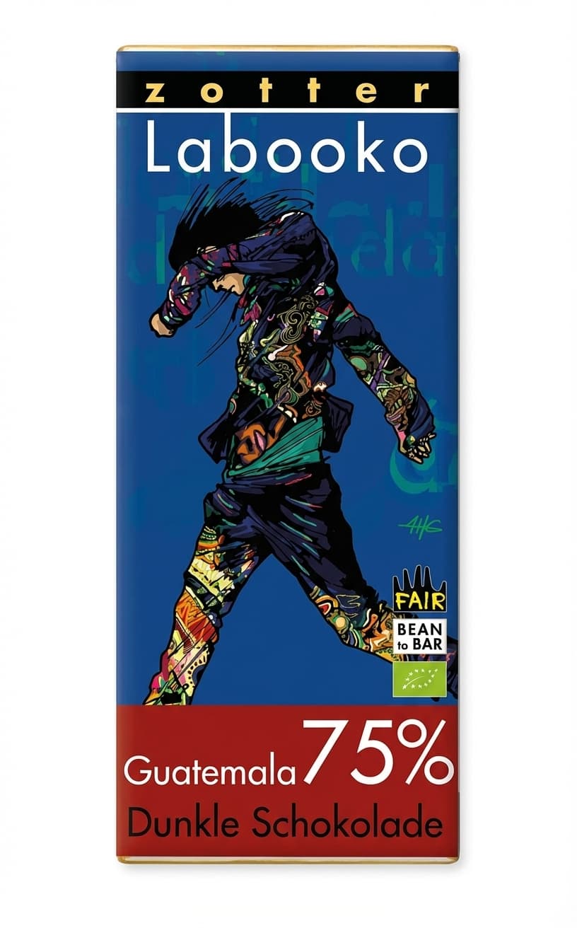 Labooko Guatemala 75% 75% dark bar packaging by Zotter