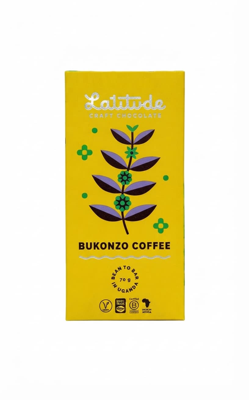 Bukonzo Coffee 72% 72% dark bar packaging by Latitude