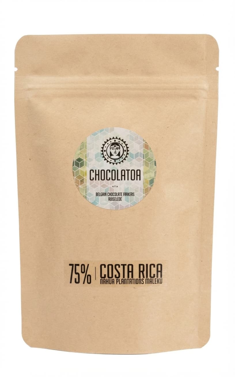 Costa Rica Nahua Plantations Maleku 75% 75% dark bar packaging by Chocolatoa