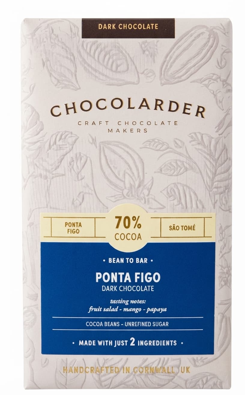 Ponta Figo 70% 70% dark bar packaging by Chocolarder