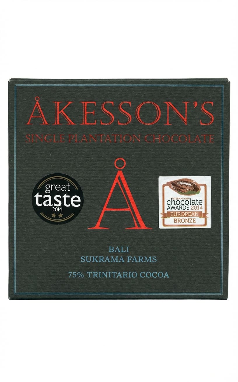 Sukrama Farms Bali 75% 75% dark bar packaging by Åkesson's