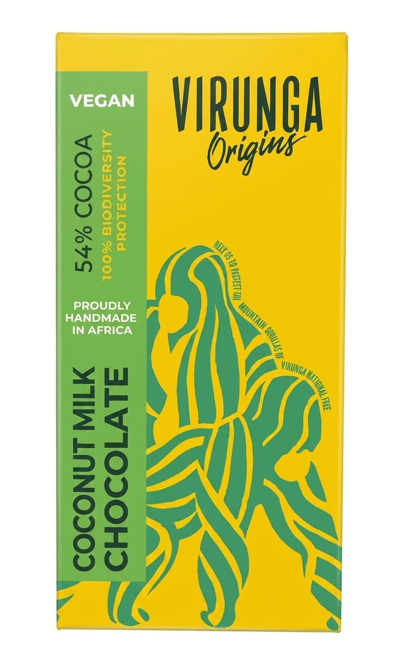 Coconut Milk Chocolate 54% 54% milk bar packaging by Virunga Origins