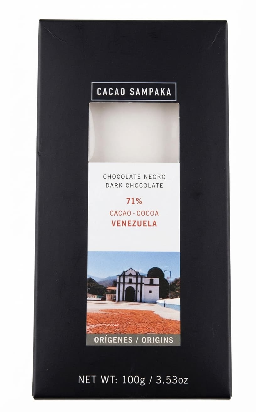 Venezuela 71% 71% dark bar packaging by Cacao Sampaka