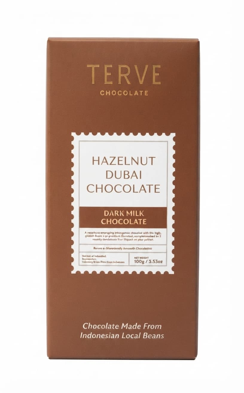 Hazelnut Dubai null% milk bar packaging by Terve
