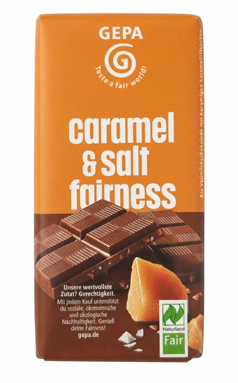 Caramel & Salt 33% milk bar packaging by GEPA