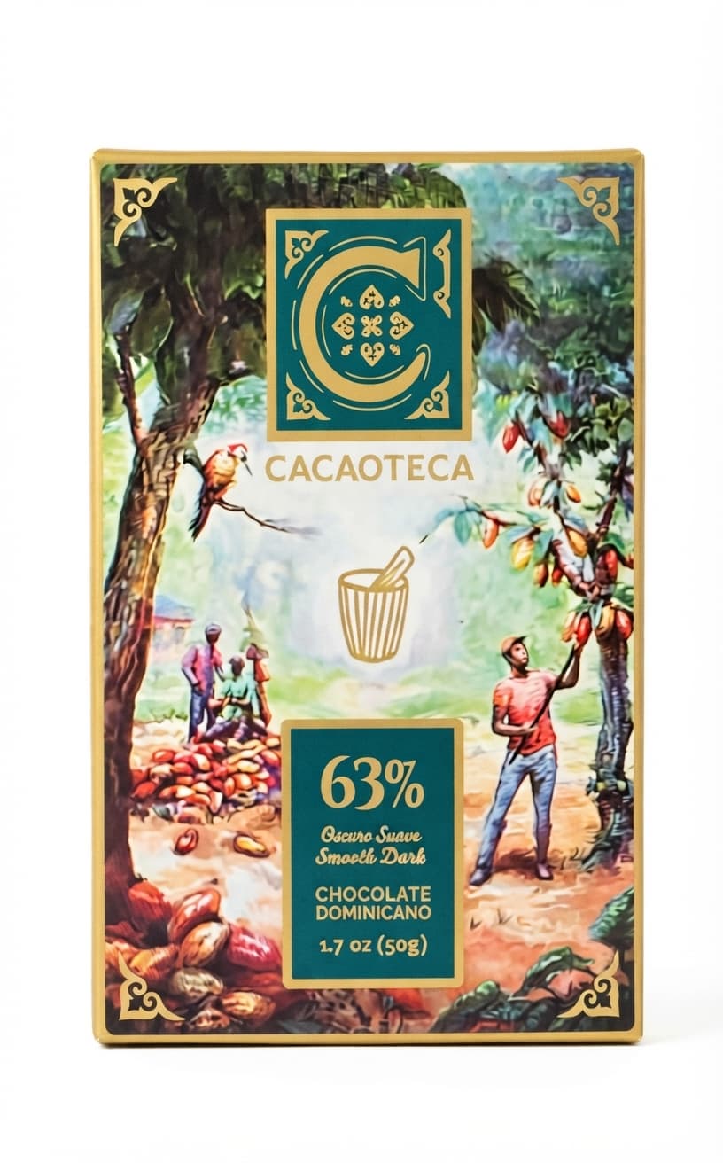 Oscuro Suave 63% 63% dark bar packaging by Cacaoteca