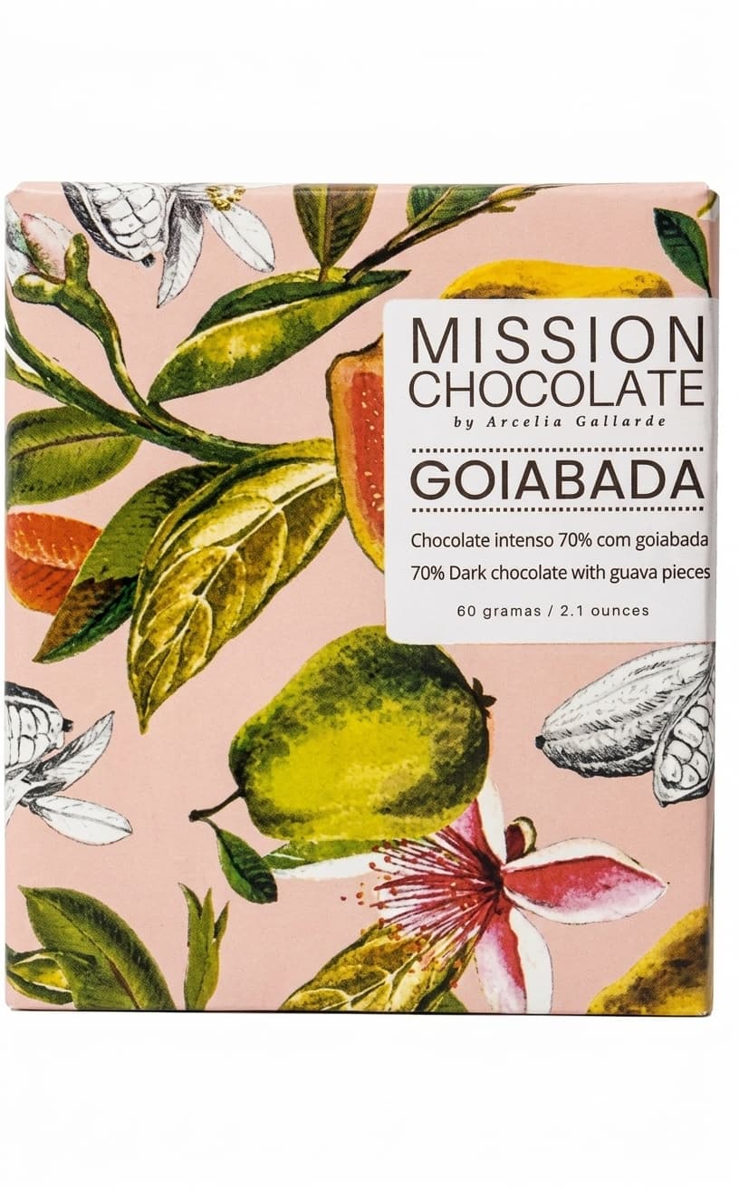 Goiabada 70% 70% dark bar packaging by Mission Chocolate