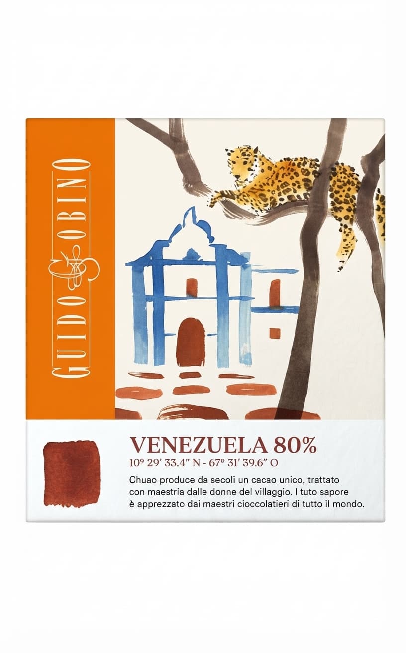 Venezuela Chuao 80% 80% dark bar packaging by Guido Gobino