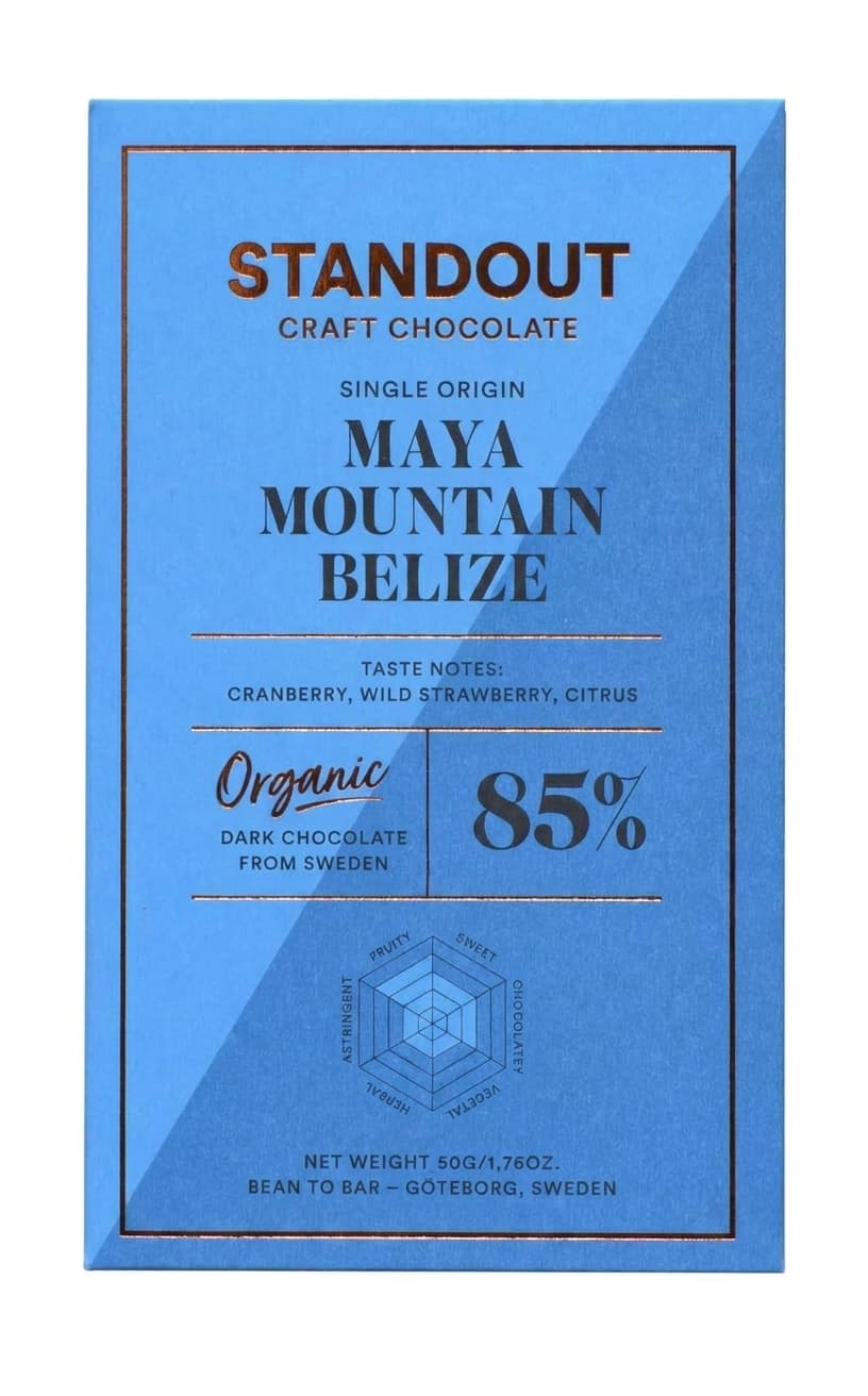 Maya Mountain Belize 85% 85% dark bar packaging by Standout Chocolate
