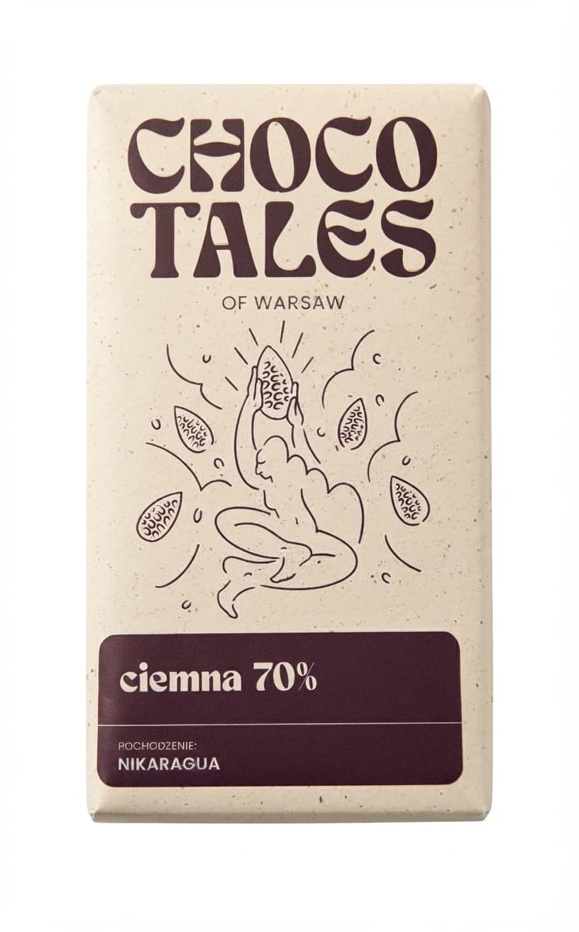 Dark 70%, Nicaragua 70% dark bar packaging by Choco Tales
