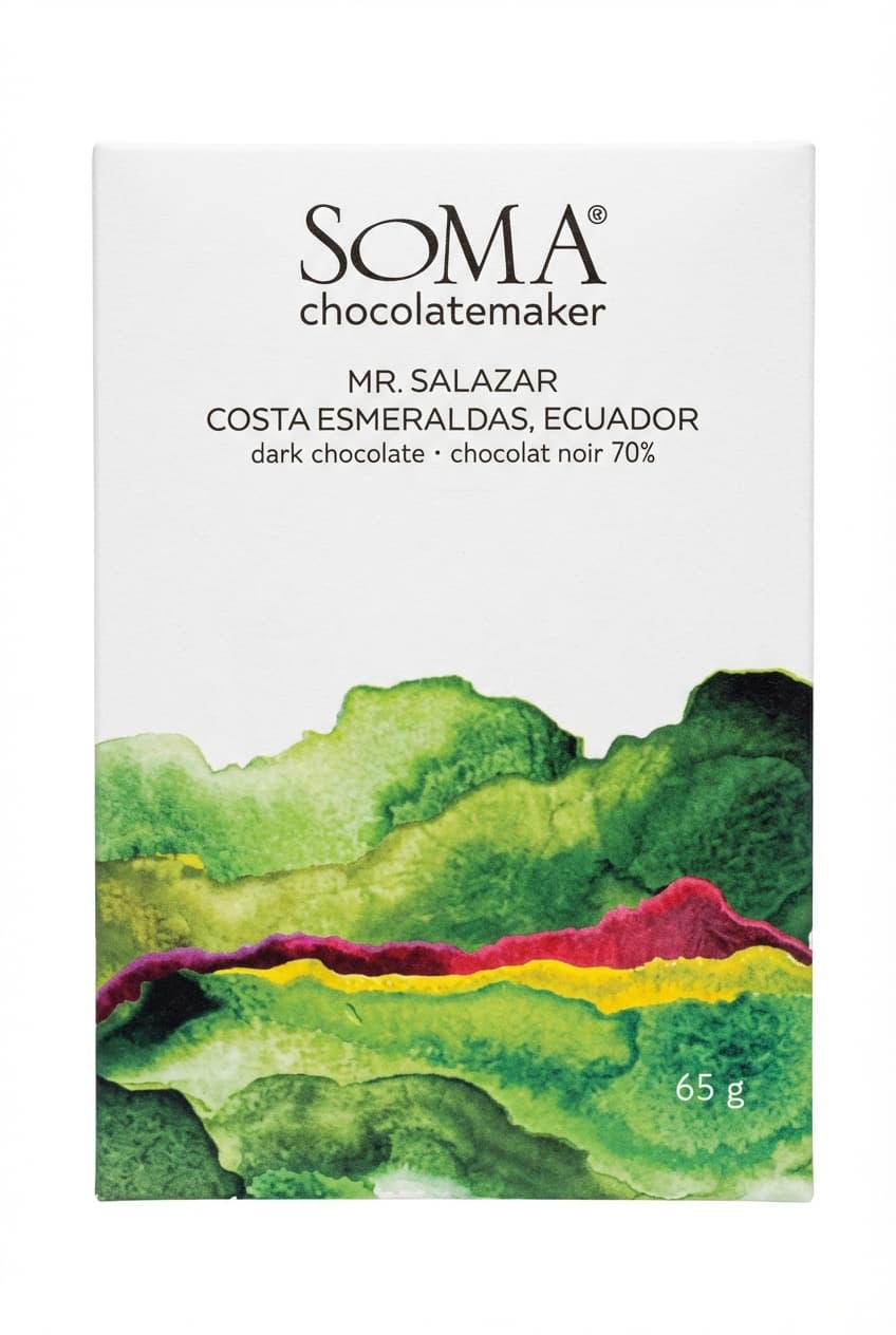 Mr. Salazar 70% 70% dark bar packaging by SOMA