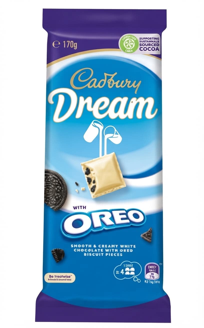 Dream Oreo null% white bar packaging by Cadbury