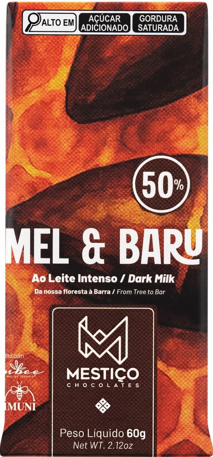 Mel & Baru ao Leite 50% 50% milk bar packaging by Mestiço