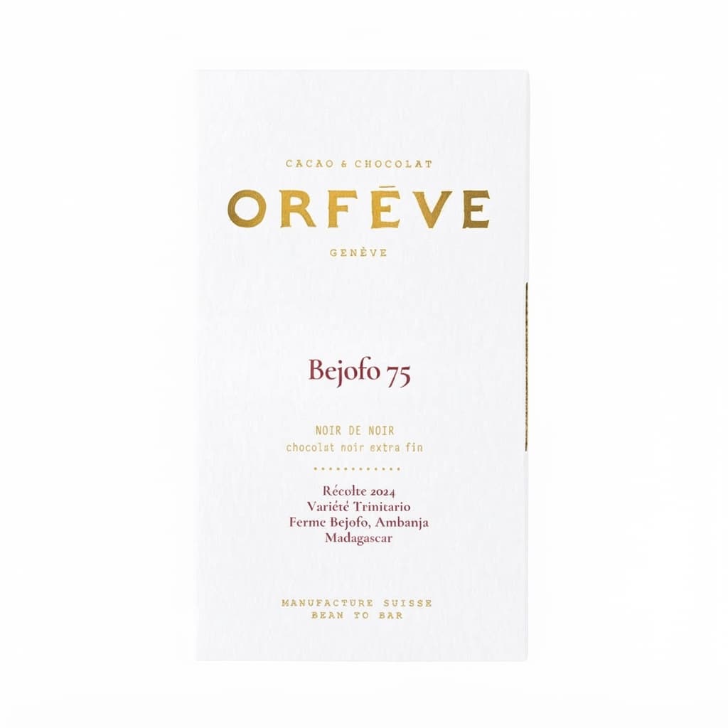 Bejofo 75% 75% dark bar packaging by Orfève