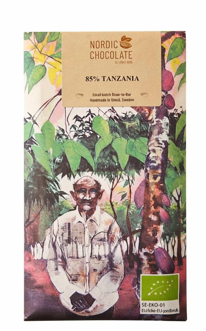 Tanzania 85% 85% dark bar packaging by Nordic Chocolate