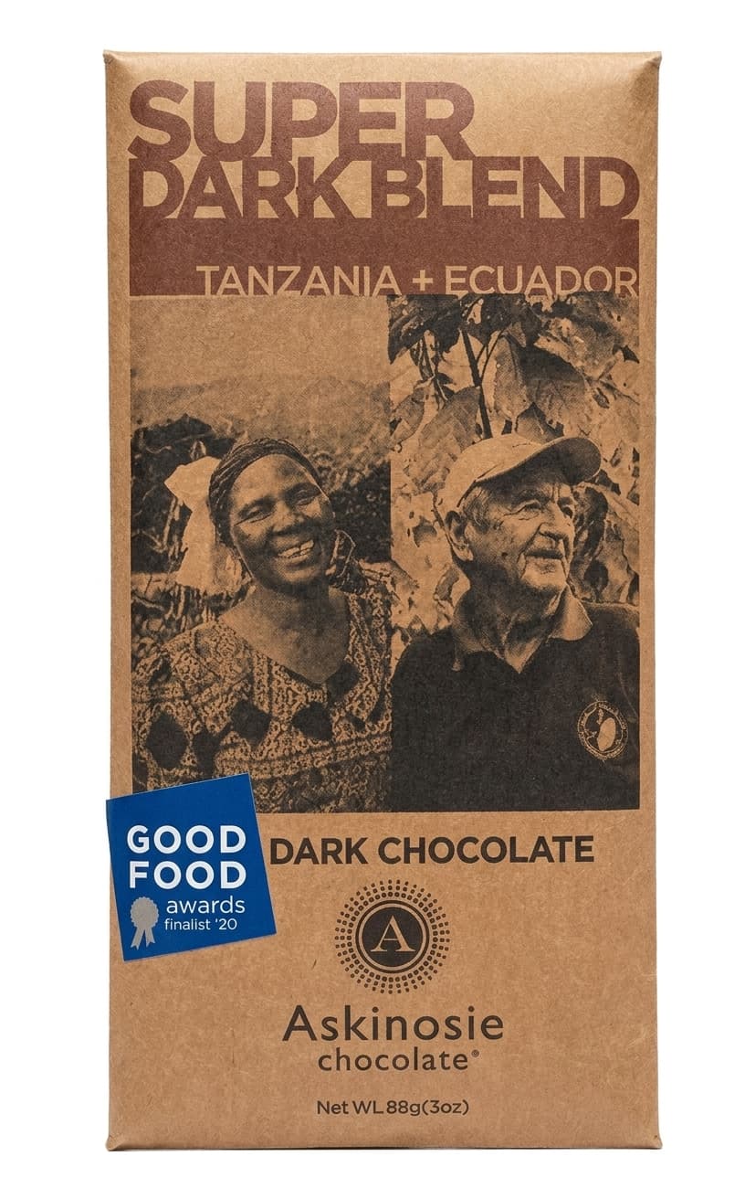 Super Dark Blend 88% dark bar packaging by Askinosie