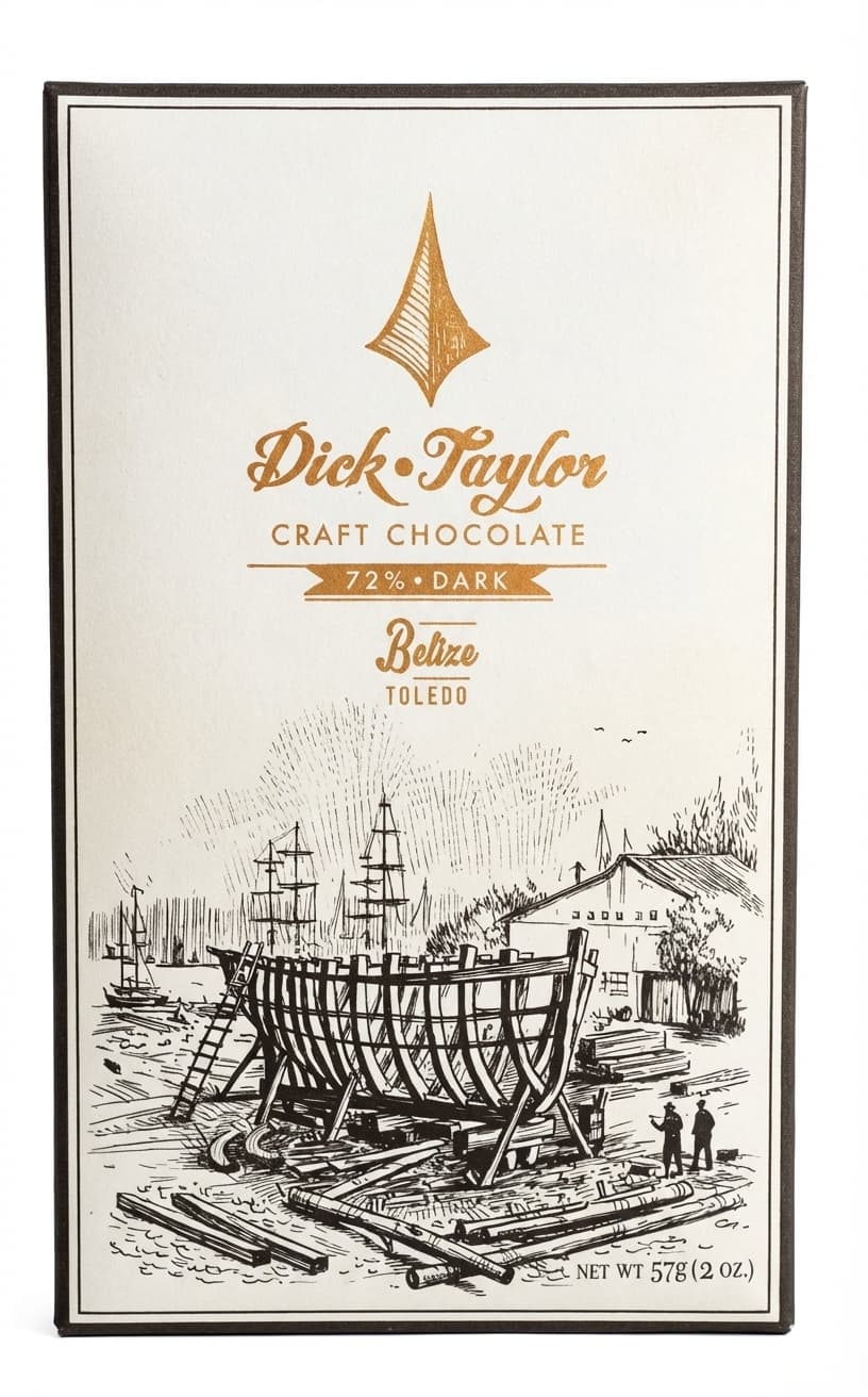 Belize Toledo 72% 72% dark bar packaging by Dick Taylor