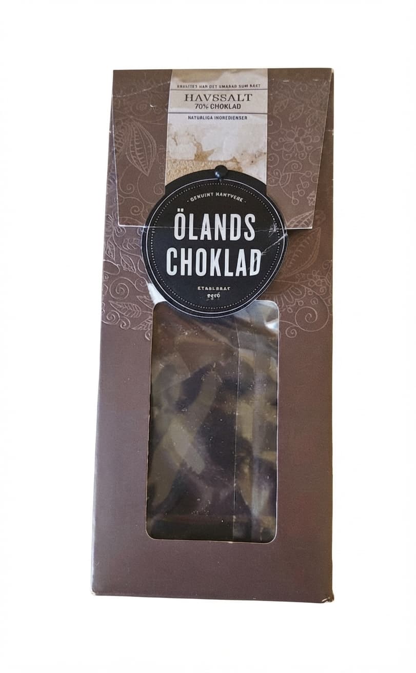 Havssalt 70% 70% dark bar packaging by Ölands Choklad