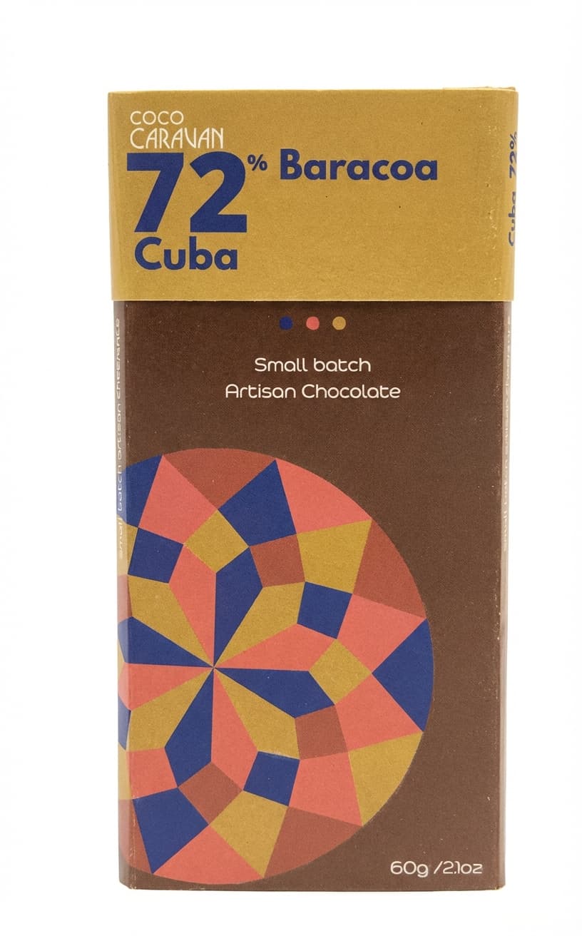 Baracoa 72% Cuba 72% dark bar packaging by Coco Caravan