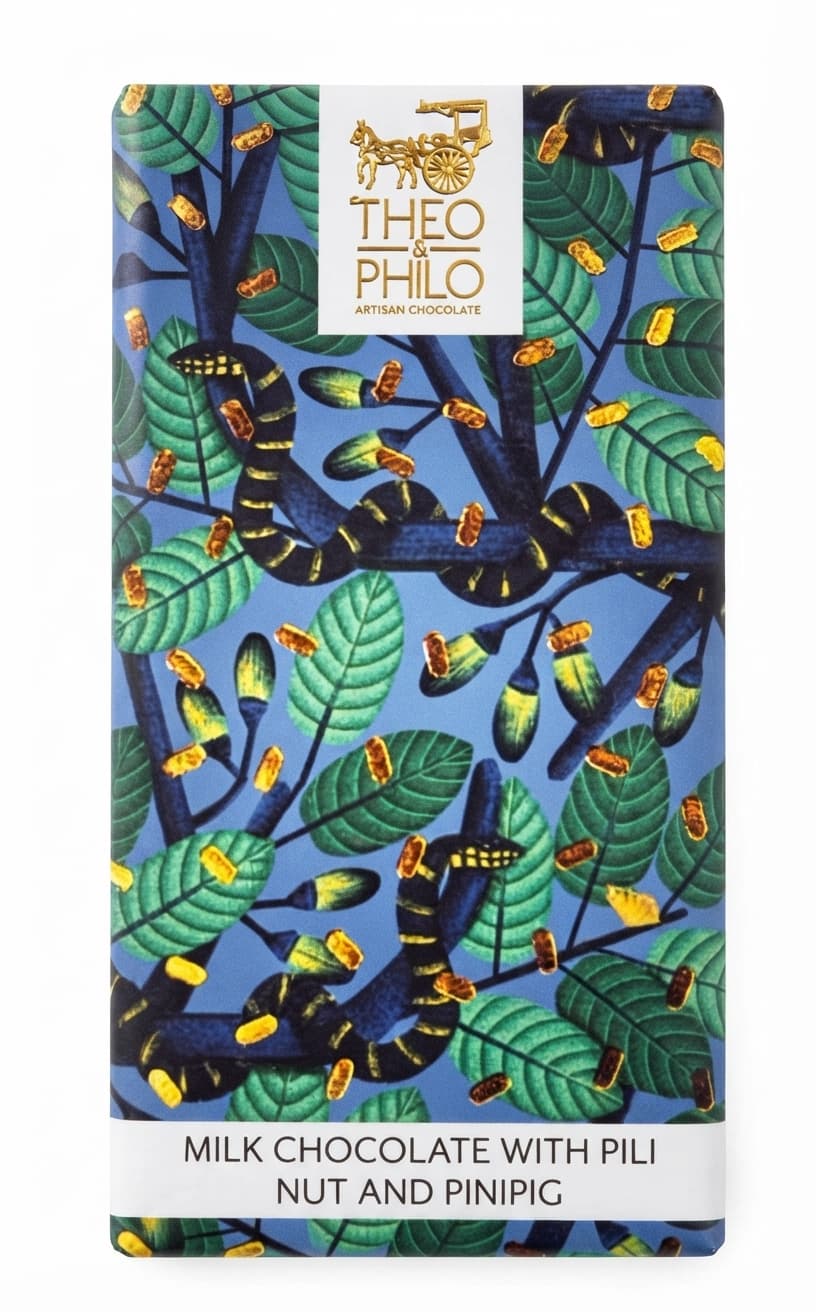 Pili Nut and Pinipig null% milk bar packaging by Theo & Philo