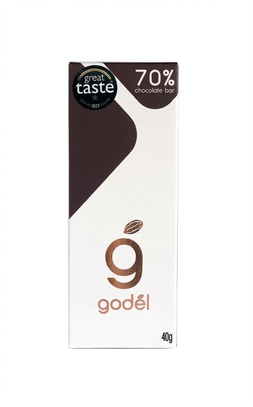 70% chocolate bar 70% dark bar packaging by godél