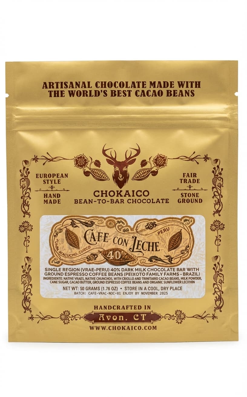 Cafe Con Leche 40% 40% milk bar packaging by Chokaico