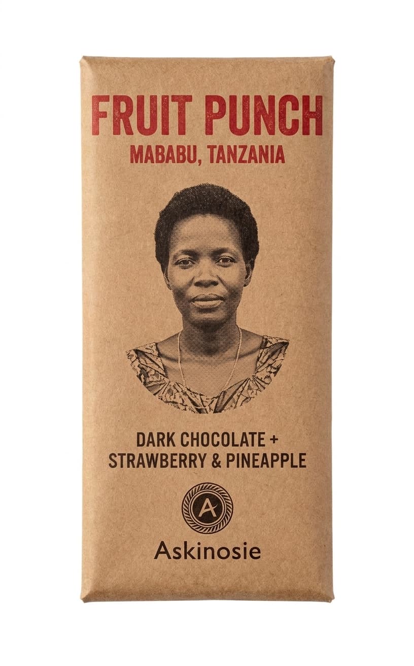 Fruit Punch 52% dark bar packaging by Askinosie