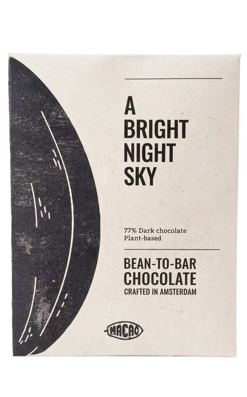 A Bright Night Sky 77% dark bar packaging by MACAO