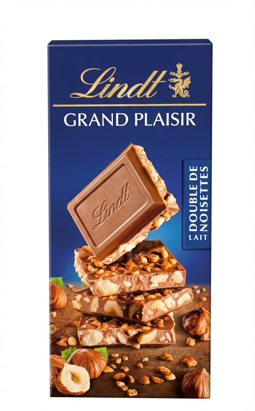 Grand Plaisir Double Noisettes 30% milk bar packaging by Lindt