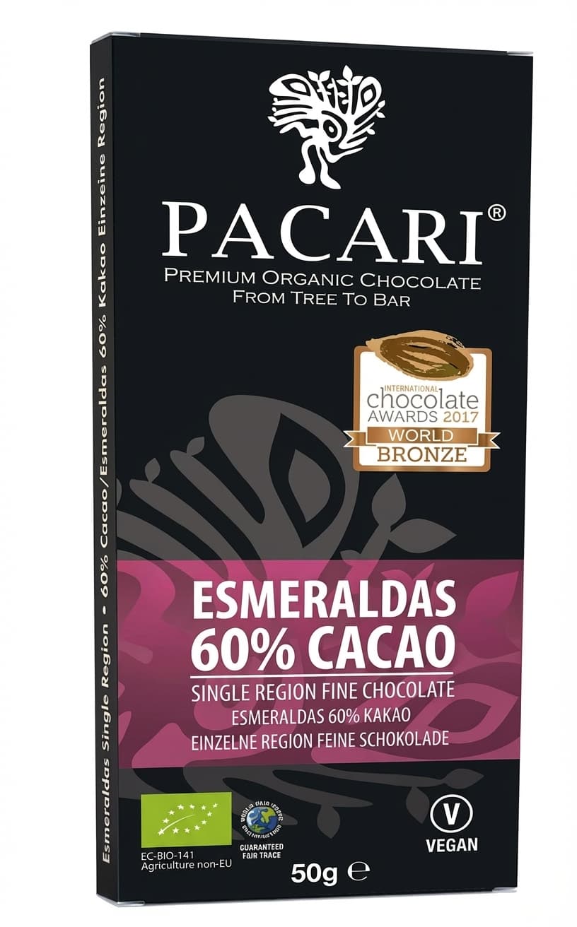 Esmeraldas 60% Cacao 60% dark bar packaging by Paccari