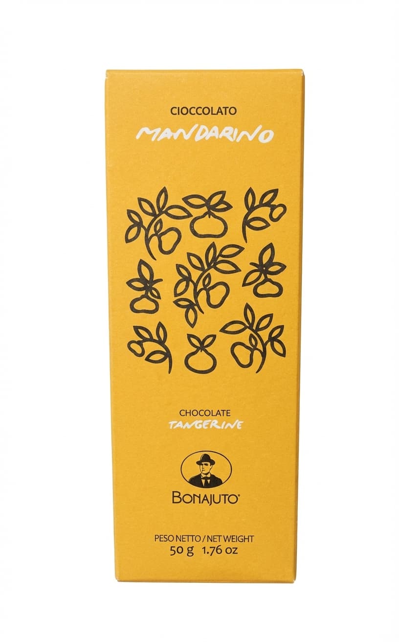 Tangerine 65% dark bar packaging by Bonajuto