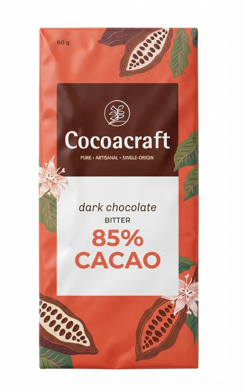 Bitter 85% 85% dark bar packaging by Cocoacraft
