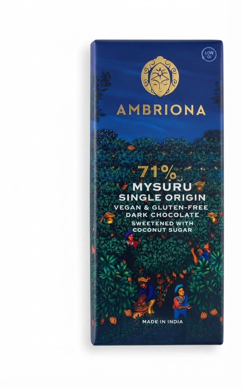 Ecuador 71% 71% dark bar packaging by Ambriona