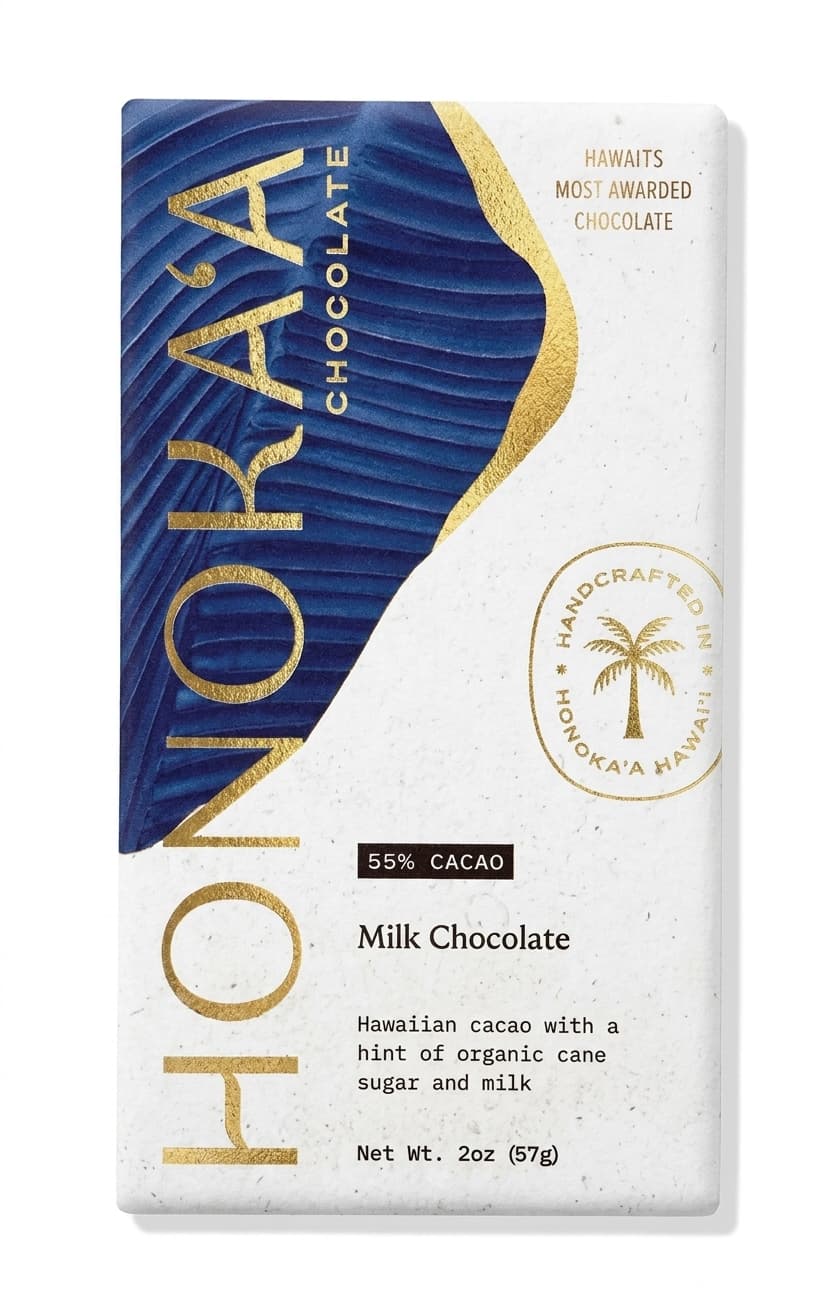 Milk Chocolate 55% 55% milk bar packaging by Honoka'a