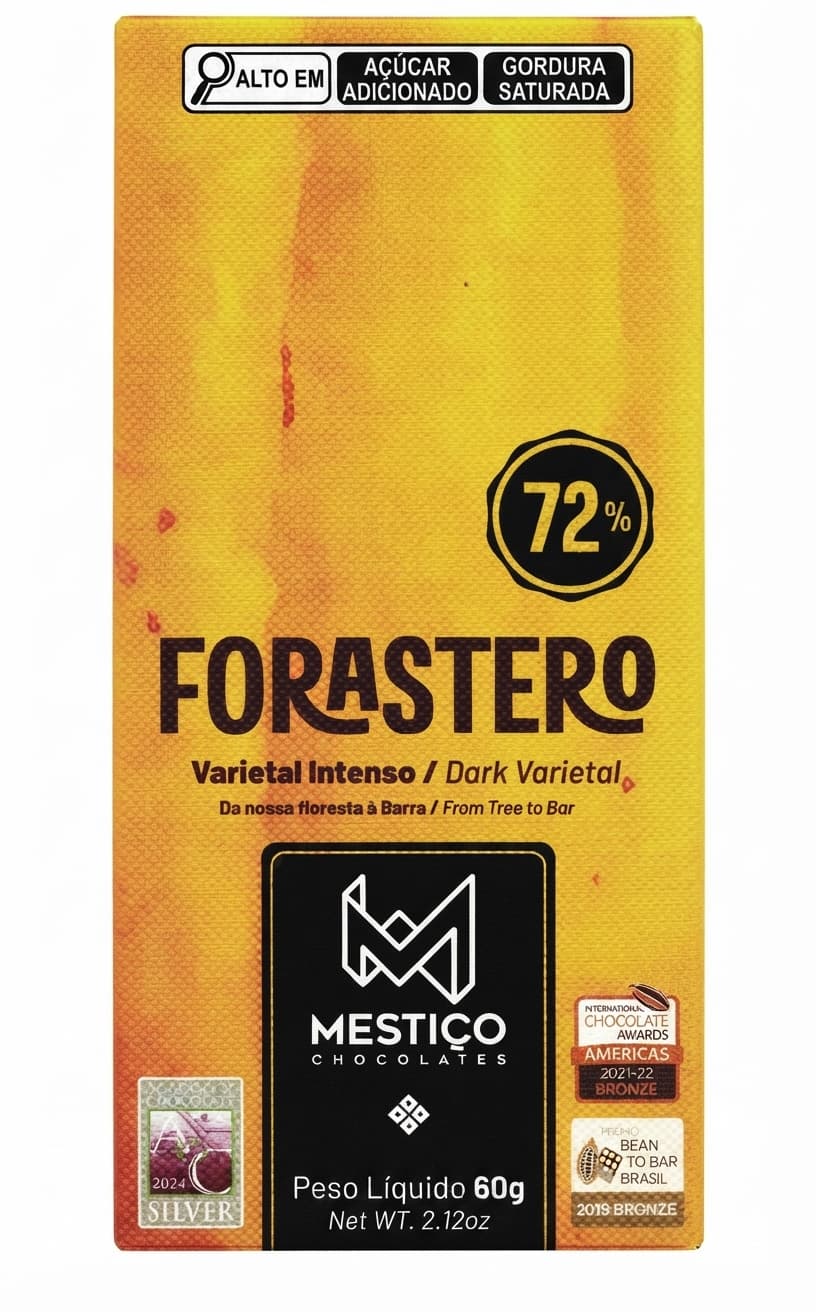 Forastero 72% 72% dark bar packaging by Mestiço