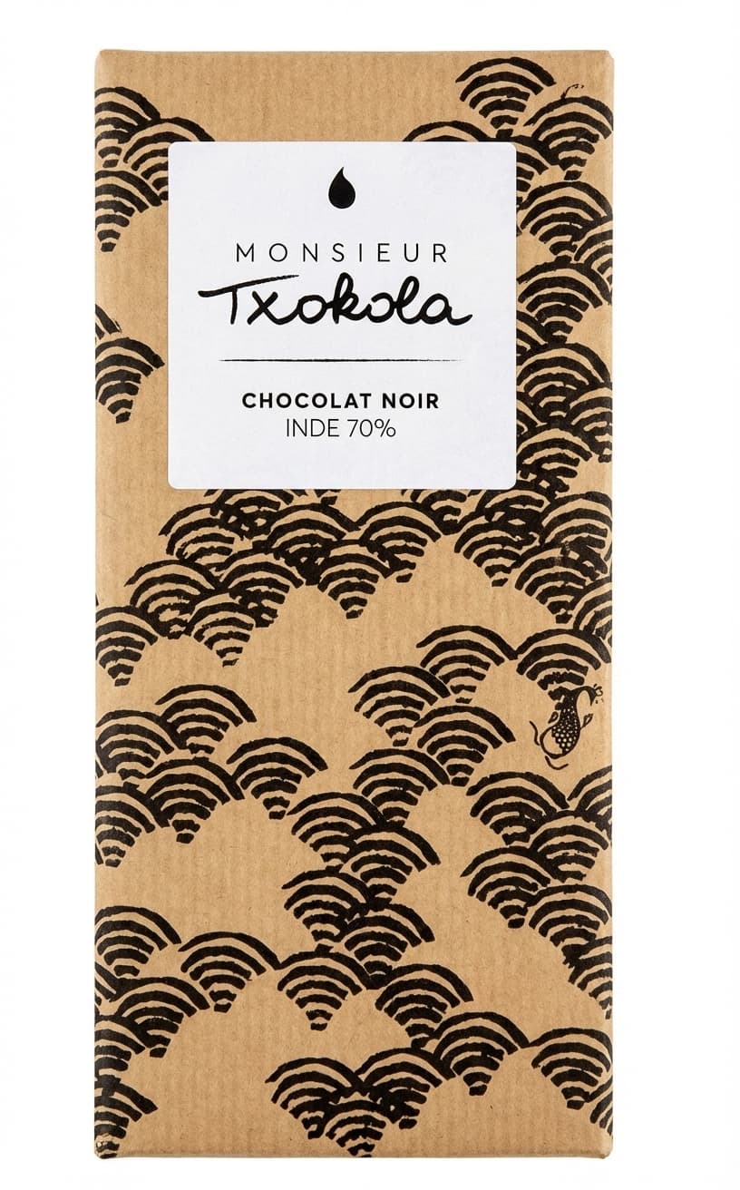 Inde 70% 70% dark bar packaging by Monsieur Txokola
