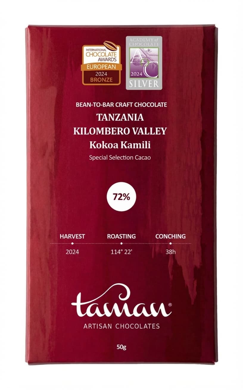 Tanzania Kilombero Valley Kokoa Kamili 72% 72% dark bar packaging by Taman