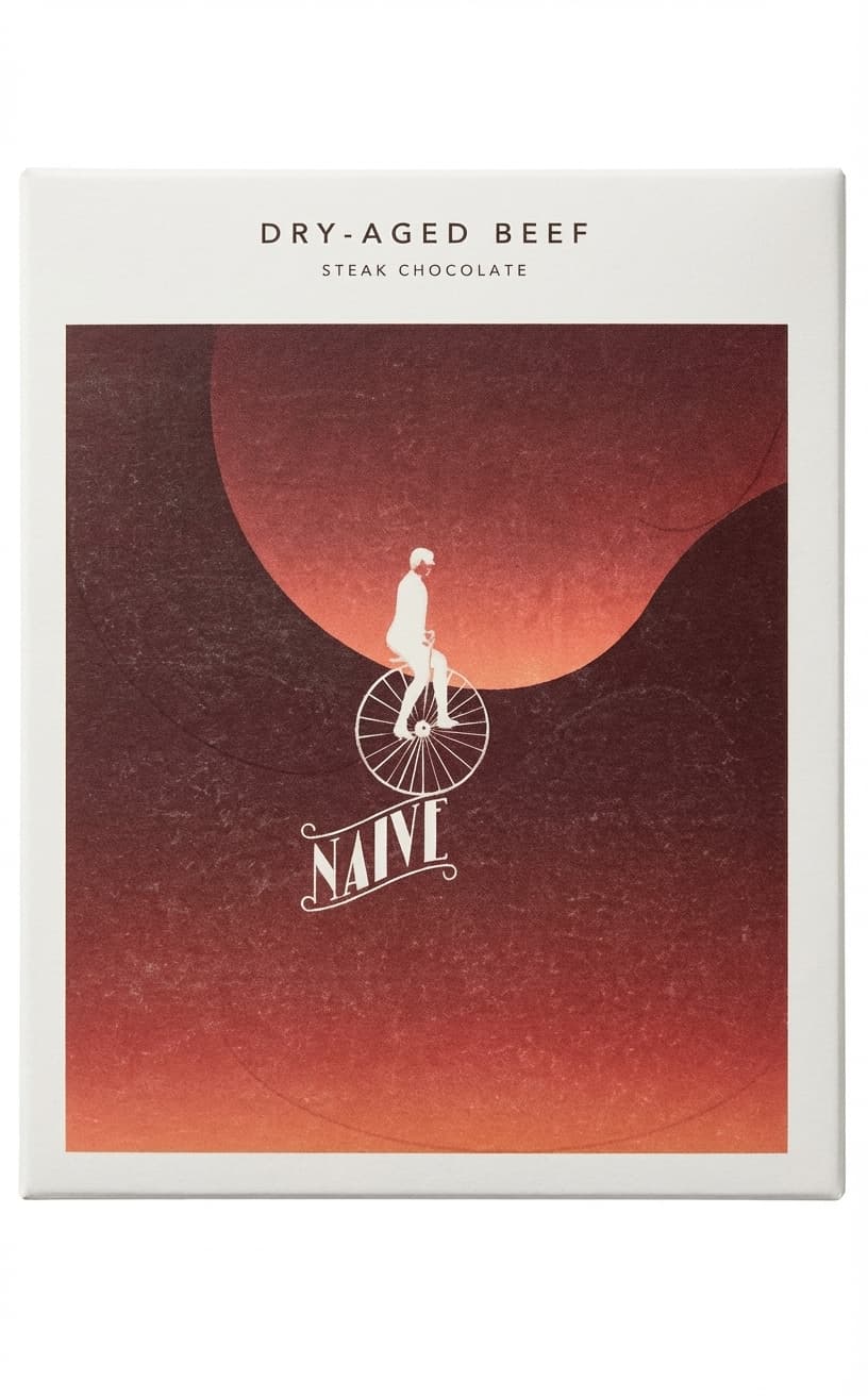 Dry-Aged Beef Steak Chocolate 62% dark bar packaging by Naive