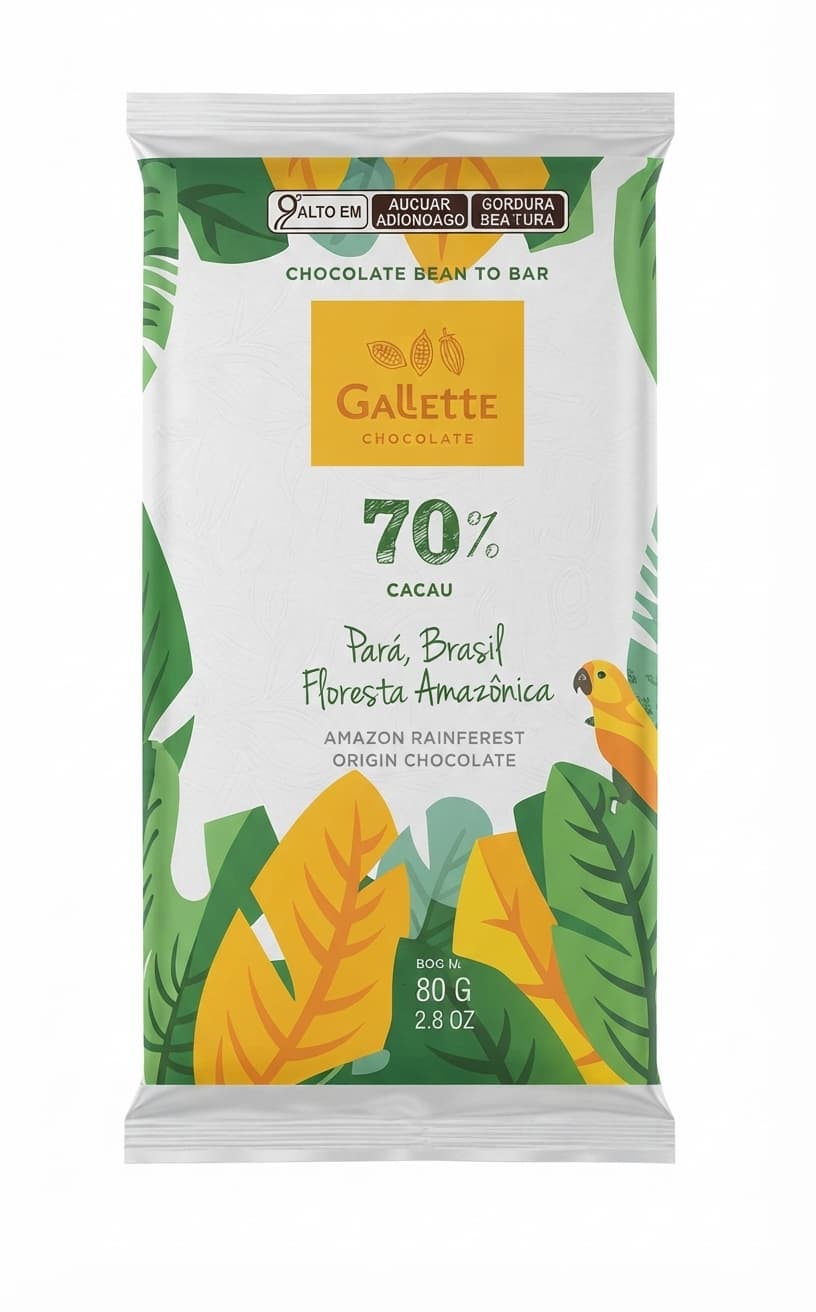 Pará 70% 70% dark bar packaging by Gallette Chocolates