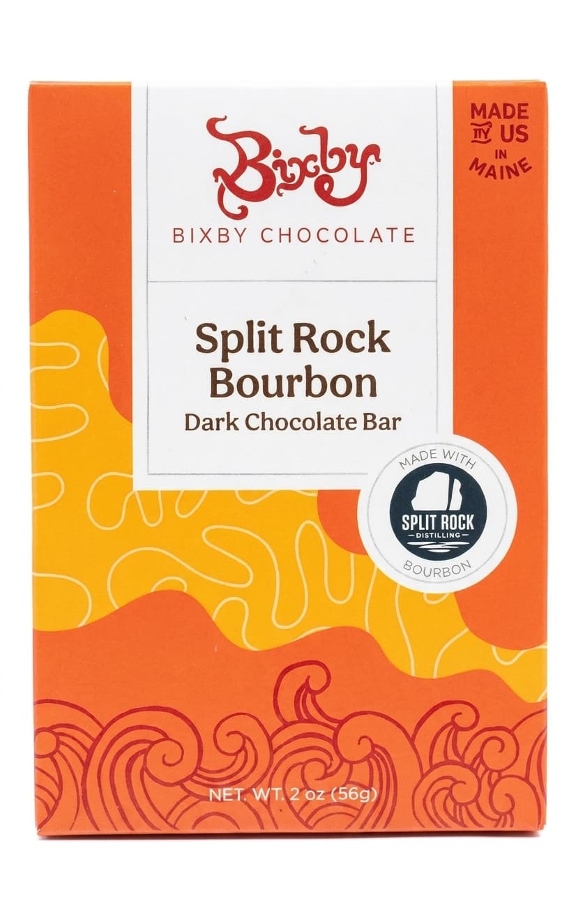 Split Rock Bourbon 70% dark bar packaging by Bixby Chocolate