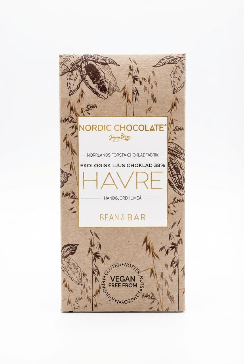 Havre 38% 38% milk bar packaging by Nordic Chocolate