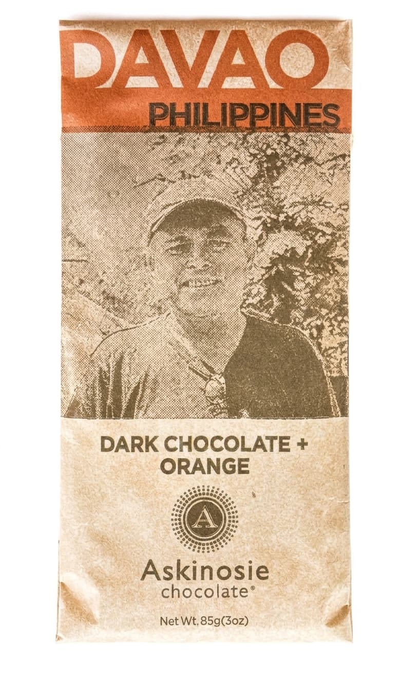 Davao Orange 58% dark bar packaging by Askinosie