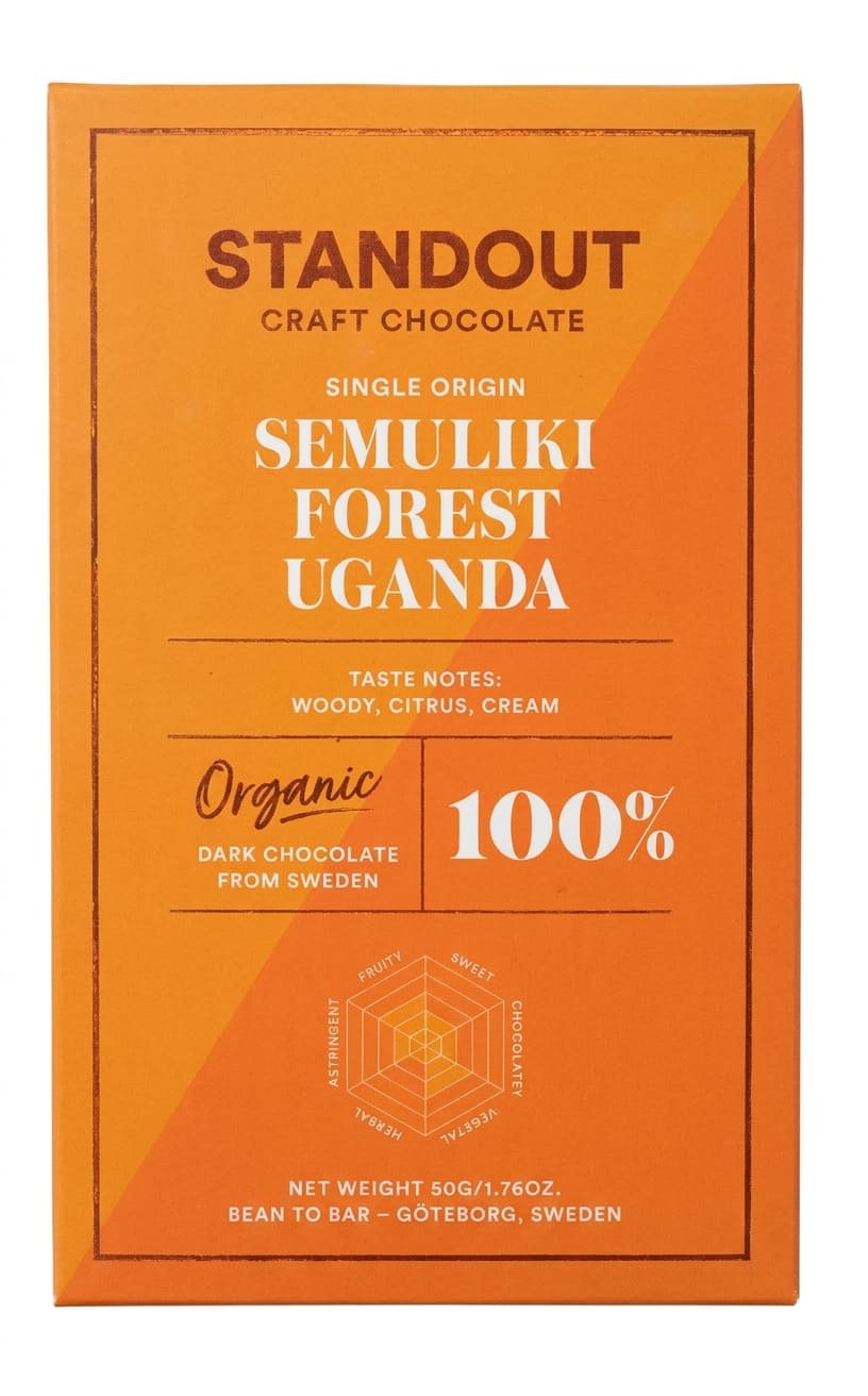 Semuliki Forest Uganda 100% 100% dark bar packaging by Standout Chocolate