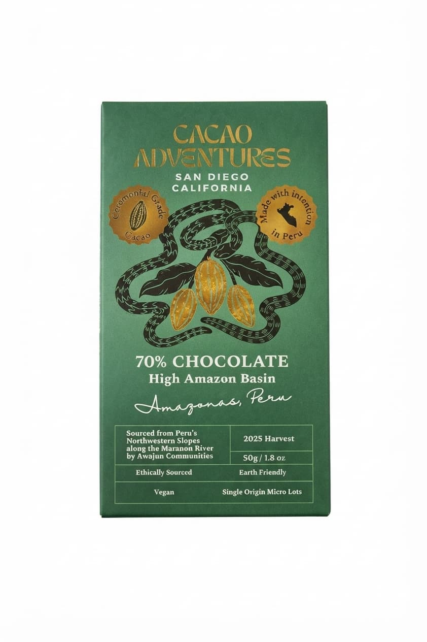 High Amazon Basin 70% 70% dark bar packaging by Cacao Adventures