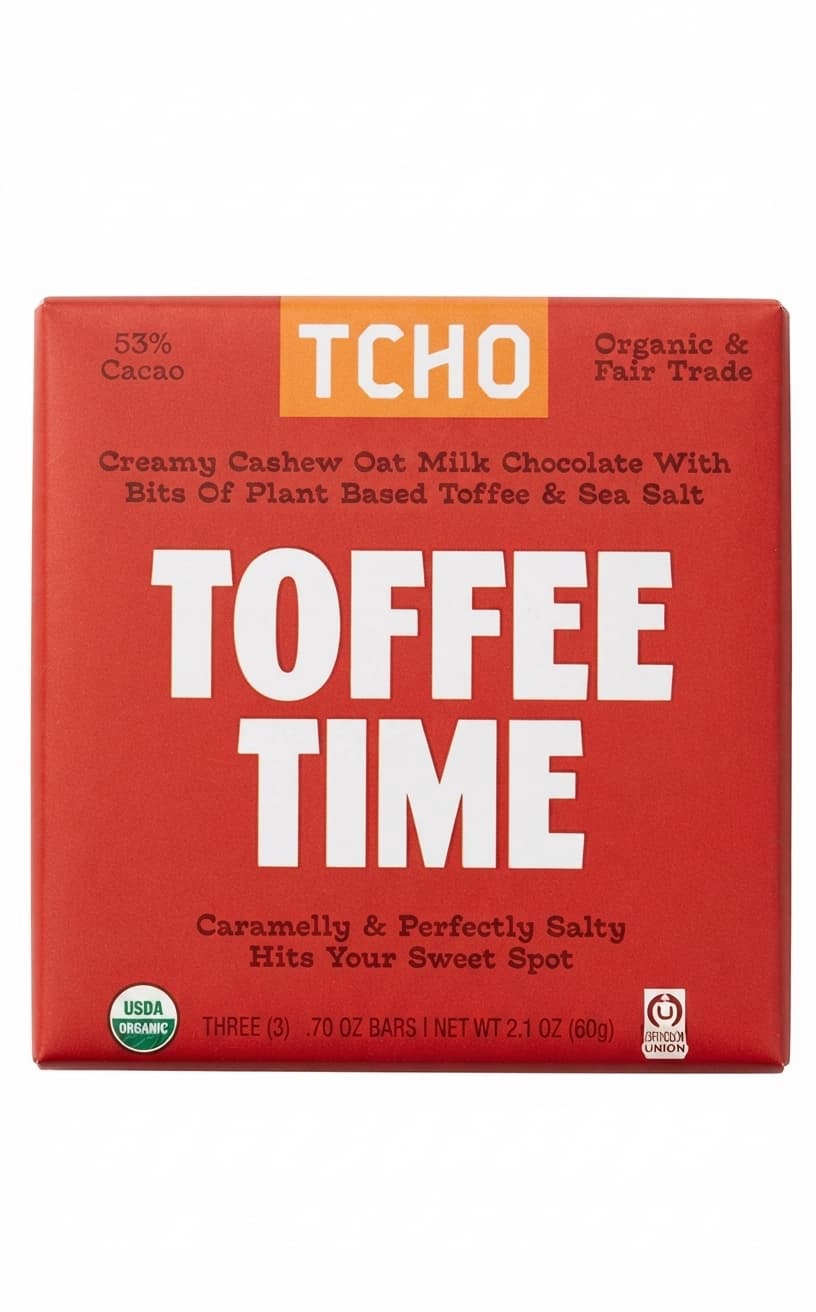 Toffee Time 53% milk bar packaging by TCHO